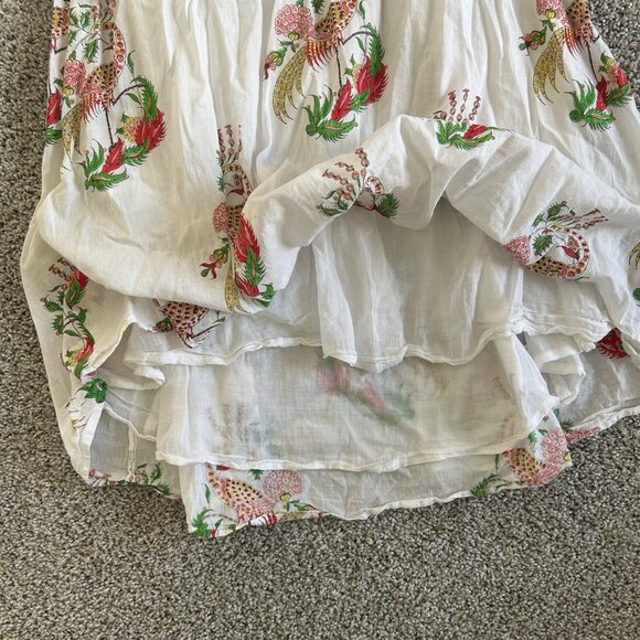 Ros Garden Womens XL White & Multicolor Peacock Print Dress With Flutter Sleeves - Picture 10 of 11